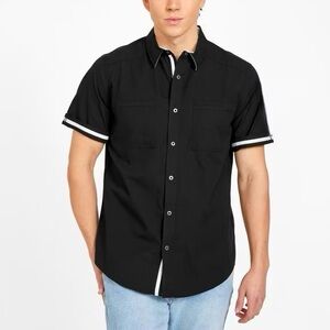 Mens Guess Preppy Collared Stripe Collared Shirt Sz L